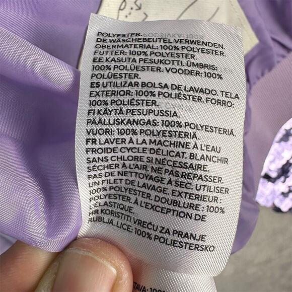 H&M Girls Purple Playful Flip Sequin Bomber Jacket Whimsical Cat Design Sz10-12 - Picture 15 of 16